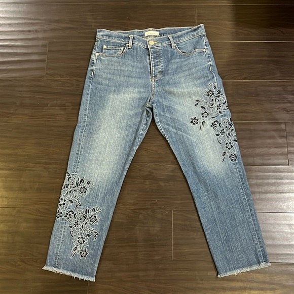 LOFT Denim - Loft Made and Loved Boyfriend Jeans Floral Embroidery Womens 8/29